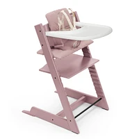 Chaise Haute Tripp Trapp v2 + Coussin avec Cabaret Stokke - Mauve Bruyère