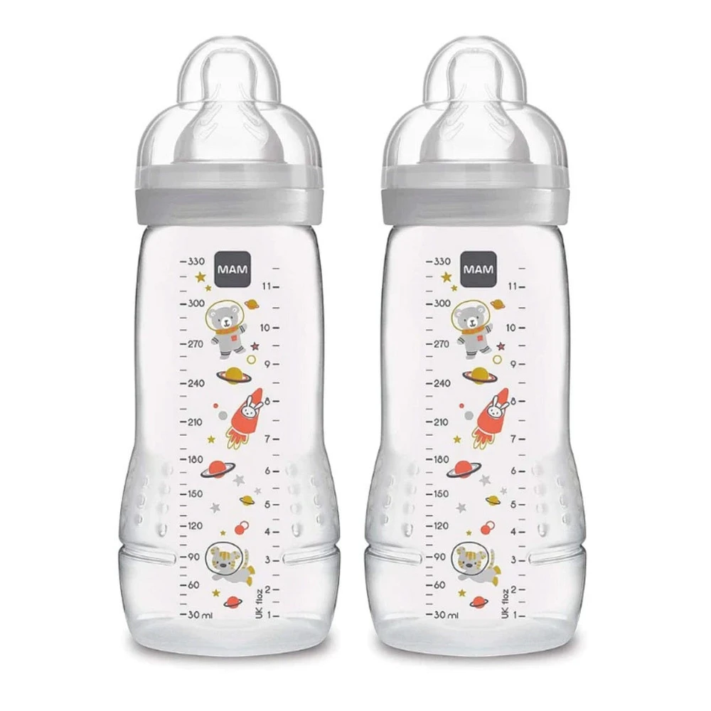 Easy Active Bottle 4m+ 11oz 2-Pack - Grey