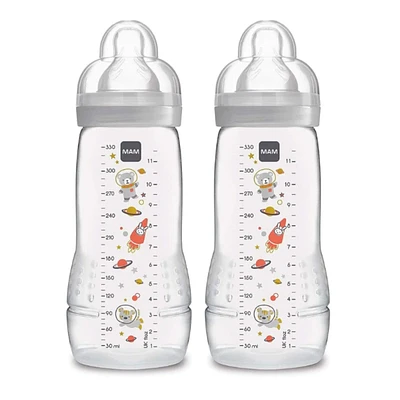Easy Active Bottle 4m+ 11oz 2-Pack - Grey
