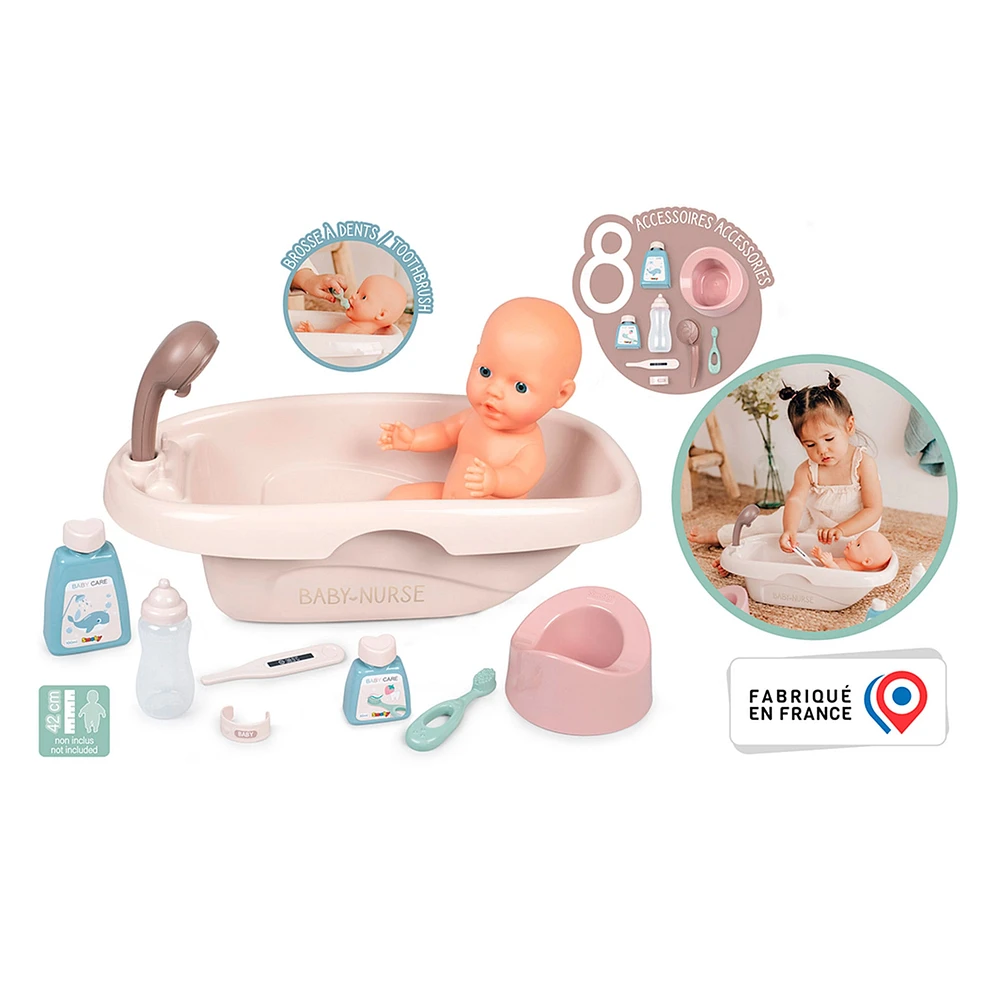 Baignoire et Accessoires pour Poupée (poupée non-incluse)