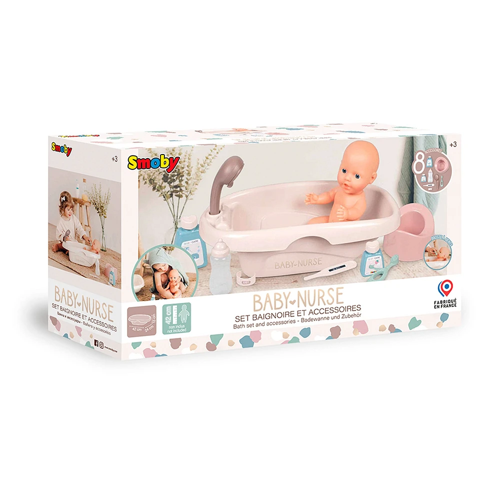 Baignoire et Accessoires pour Poupée (poupée non-incluse)
