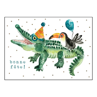 Bonne Fête Crocodile Wish Card 