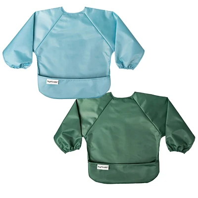 Mess-proof Full Sleeve Bib 2 Pack - Slate / Olive