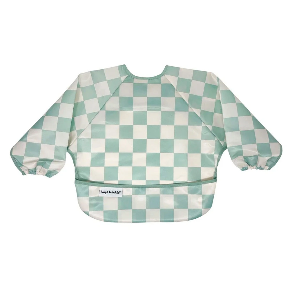Bavoir Manches Longues - Damier Sauge