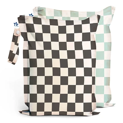 Mess-proof Wet Bags 2-Pack - Black / Sage Checkers