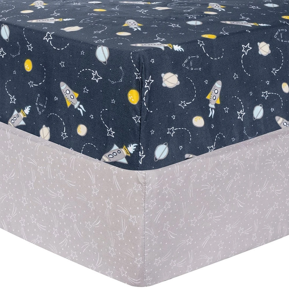 Microfiber Fitted Crib Sheet (2) - Rocket