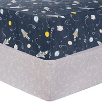 Microfiber Fitted Crib Sheet (2) - Rocket