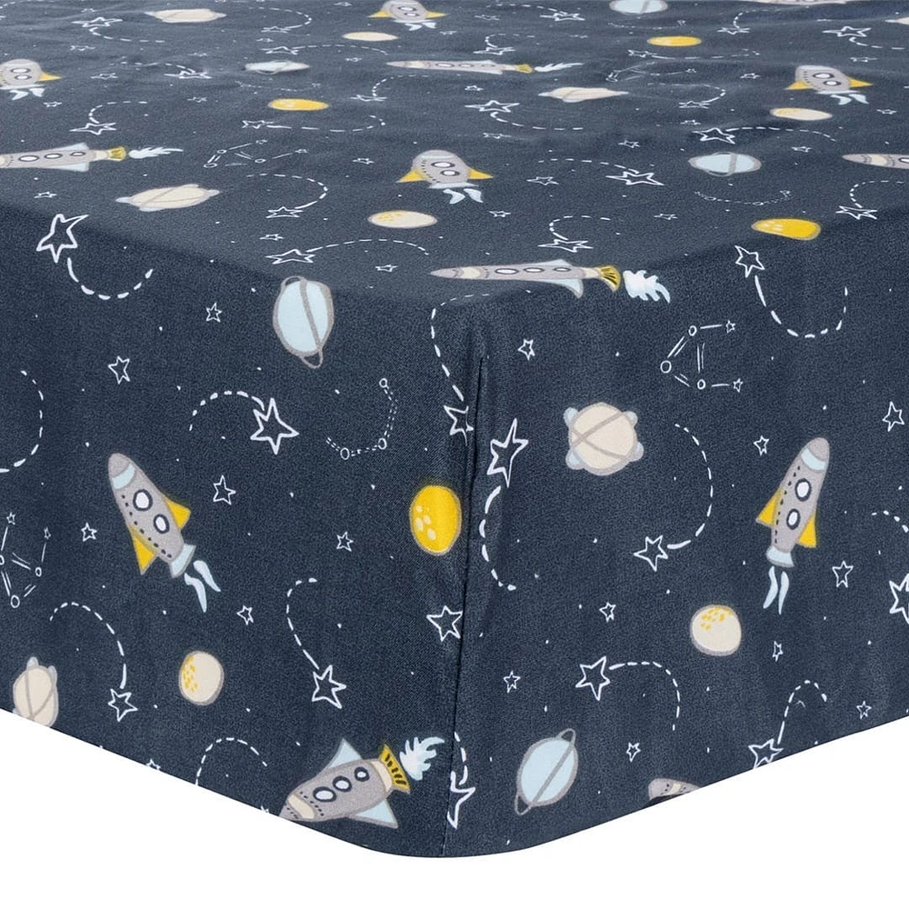 Microfiber Fitted Crib Sheet (2) - Rocket