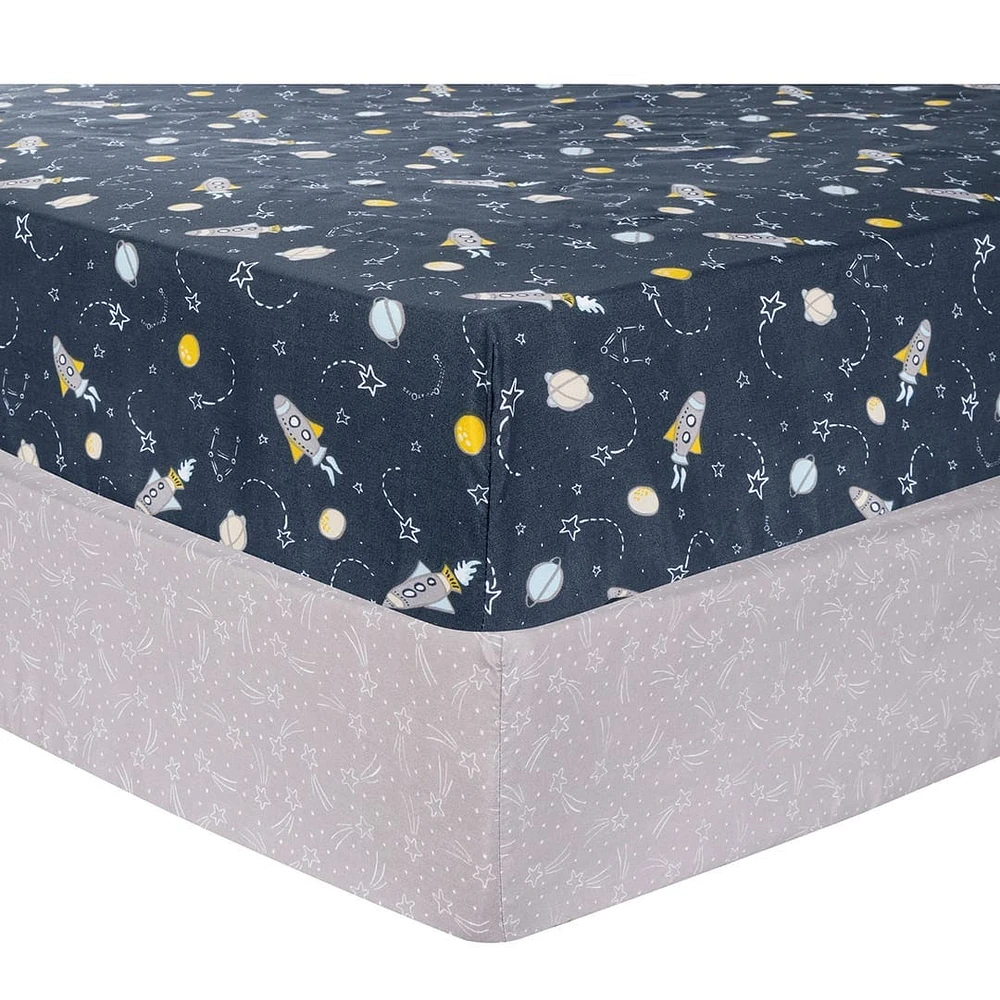 Microfiber Fitted Crib Sheet (2) - Rocket