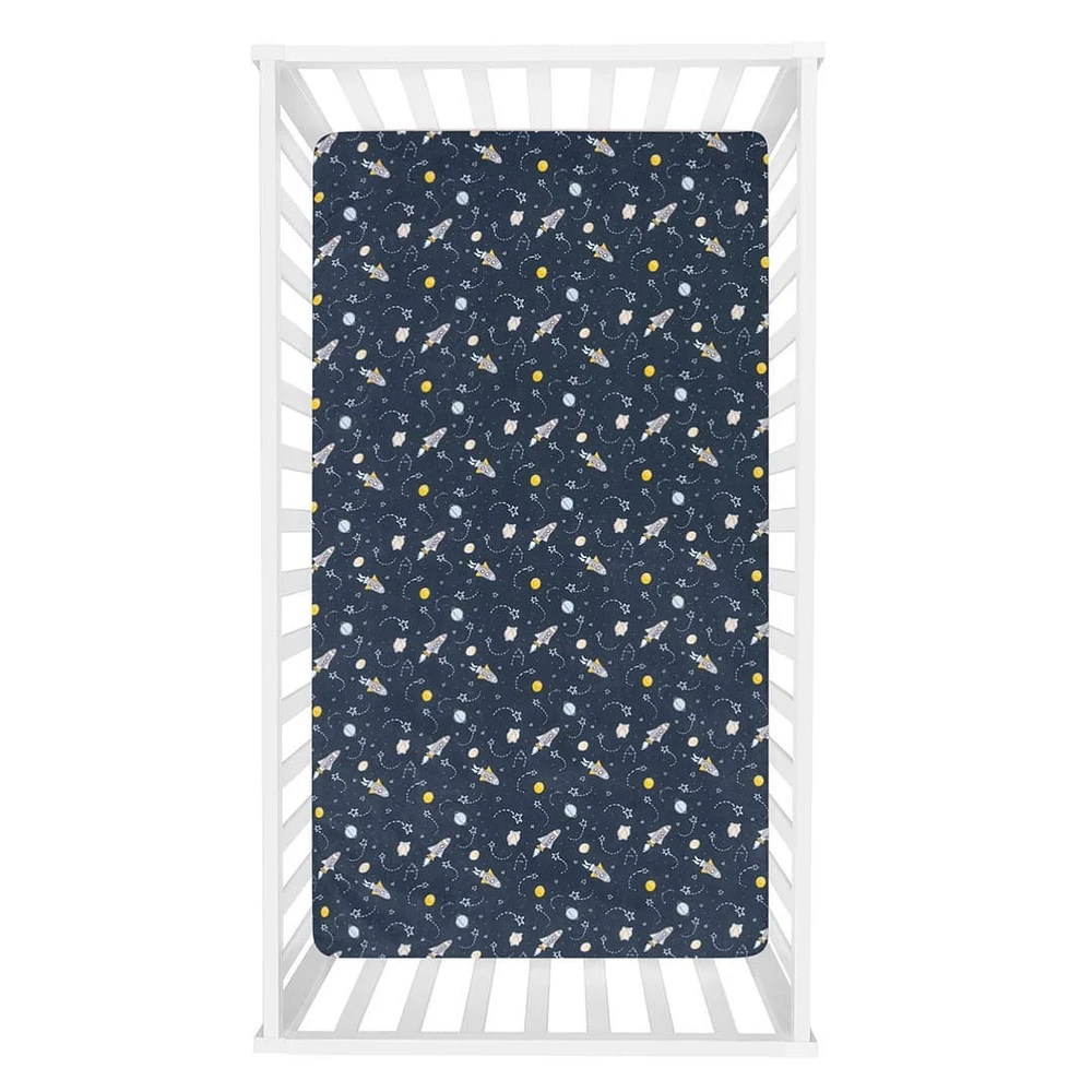 Microfiber Fitted Crib Sheet (2) - Rocket