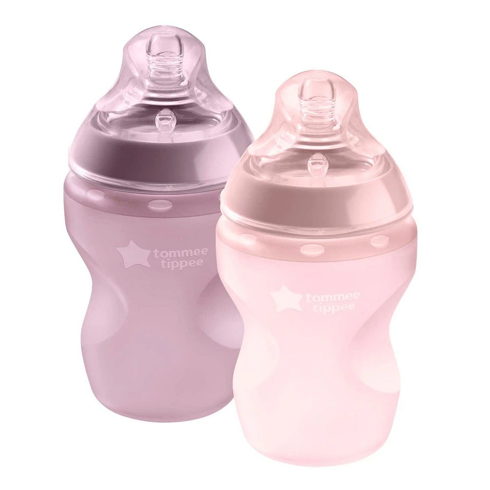Bouteilles en Silicone Closer to Nature 9oz Paquet de 2 - Rose