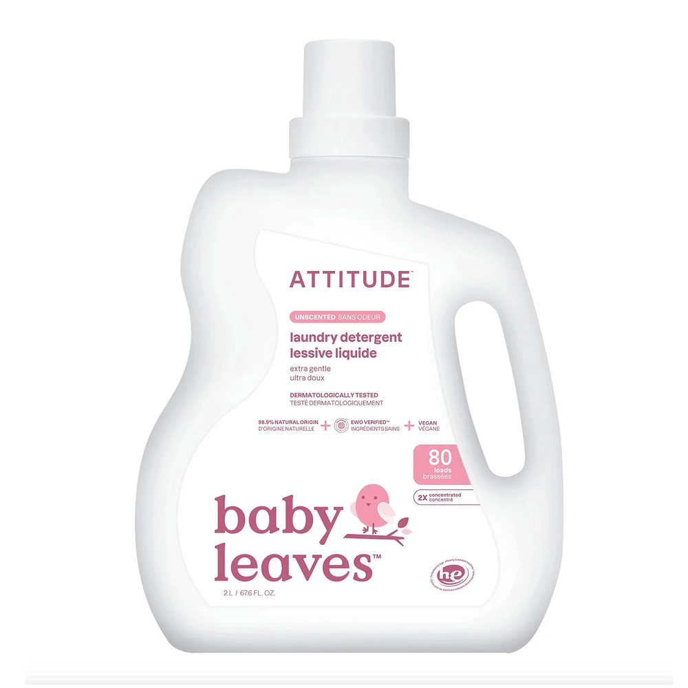 Lessive pour bébé non parfumée 80 brassées 2L