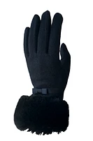Wool Glove Faux Fur Cuff Black