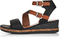 Black Ankle Strap Wedge Sandal