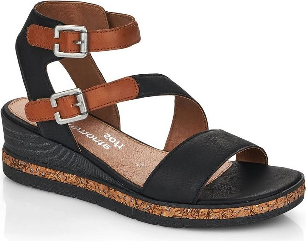Black Ankle Strap Wedge Sandal