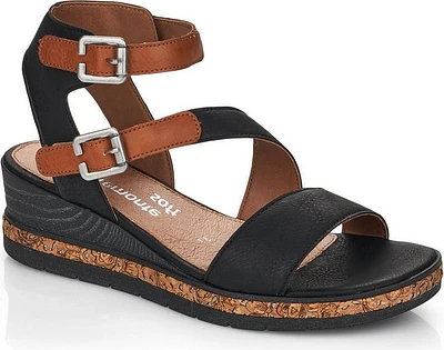Black Ankle Strap Wedge Sandal