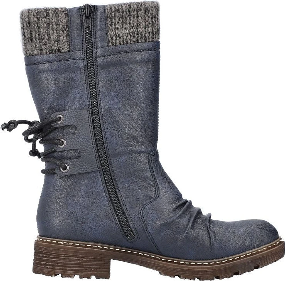 Navy Back Lace Boot