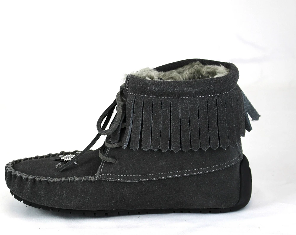 Short Laceup Charcoal Suede Boot