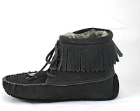 Short Laceup Charcoal Suede Boot