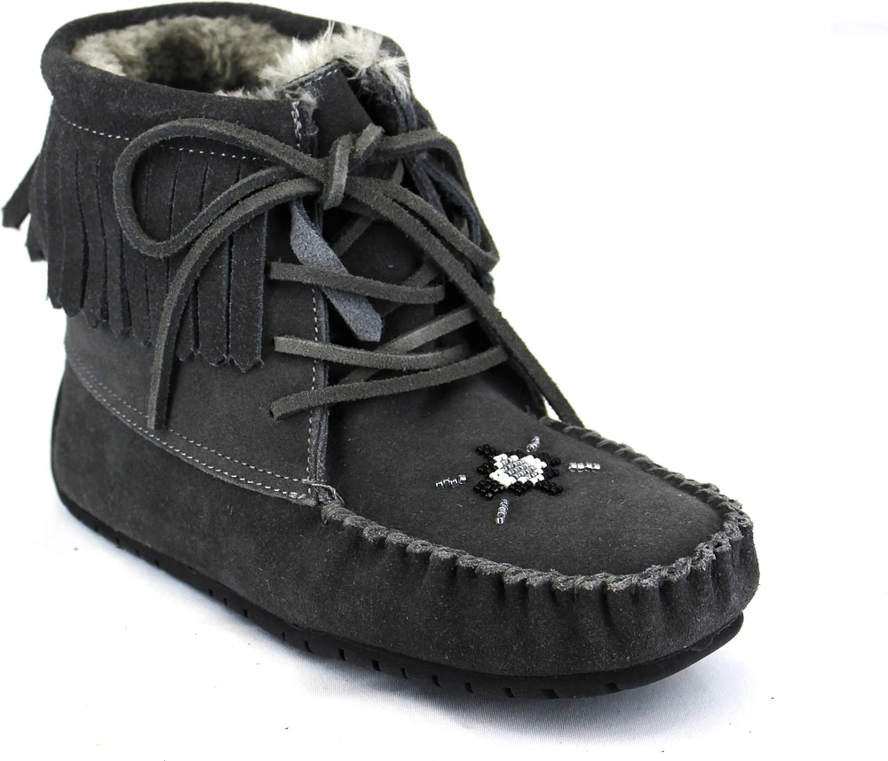 Short Laceup Charcoal Suede Boot
