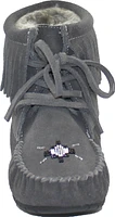 Short Laceup Charcoal Suede Boot