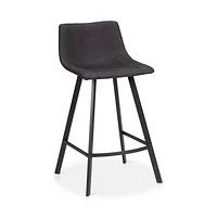 Textured Faux Leather and Metal Bar Stool