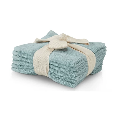 Aqua Set of 6 Large Washcloths