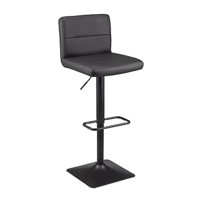 Black Matte Faux Leather and Metal Adjustable Bar Stool