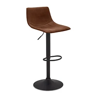 Rust Textured Faux Leather & Metal Adjustable Bar Stool
