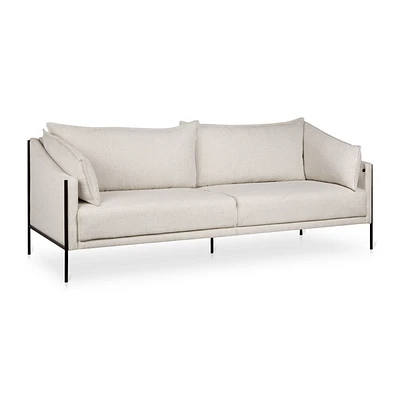 Oatmeal Fabric Sofa with Black Metal Legs