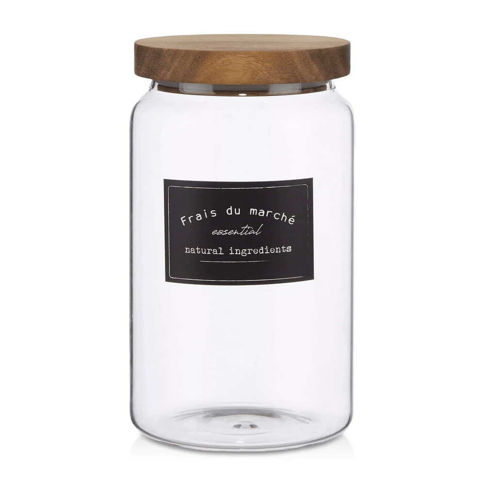 Long Glass Jar with Wooden Lid