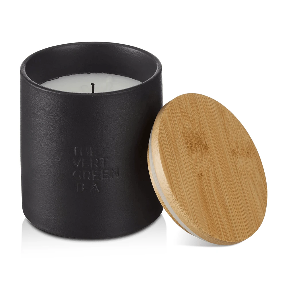 Bouclair Green Tea Candle with Wooden Lid