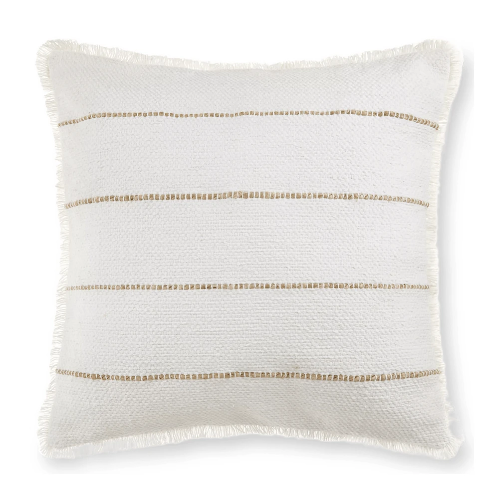 Frans Fringed White Decorative Pillow