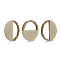 Set of 3 Mango Wood and Rope Circle Wall Decor
