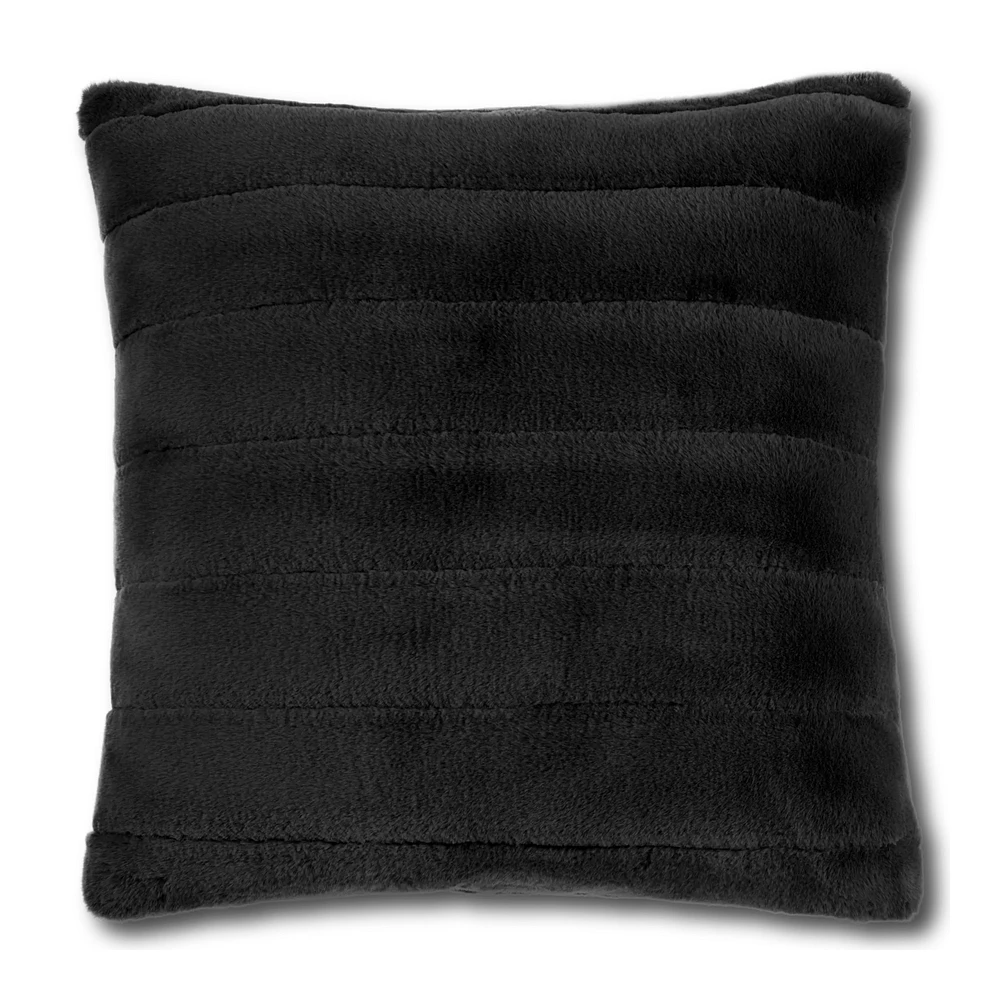 Black Cougar Faux Fur Throw Pillow