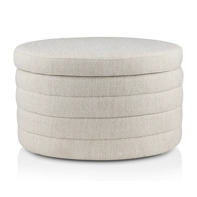 Round Storage Fabric Ottoman