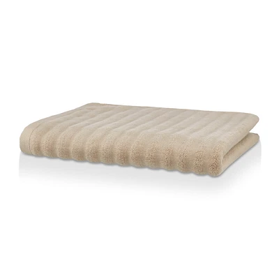 Beige Ribbed Bath Towel