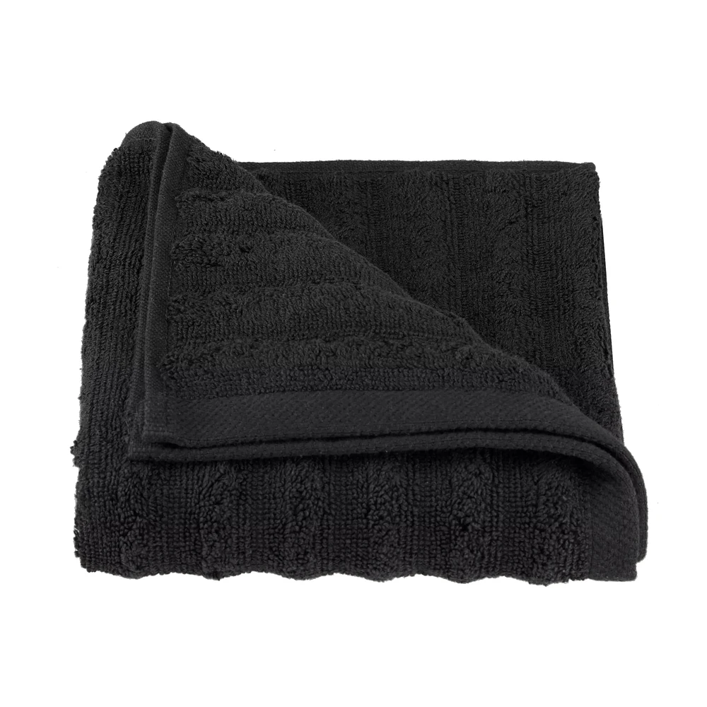 Black Ribbed Hand Towel