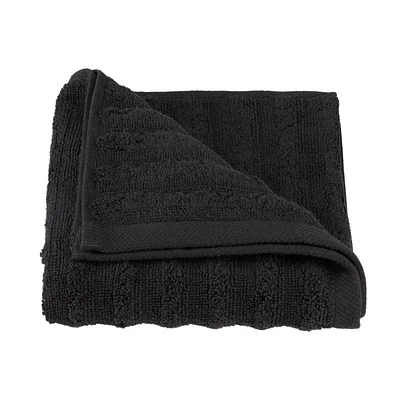 Black Ribbed Hand Towel