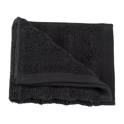Black Ribbed Washcloth