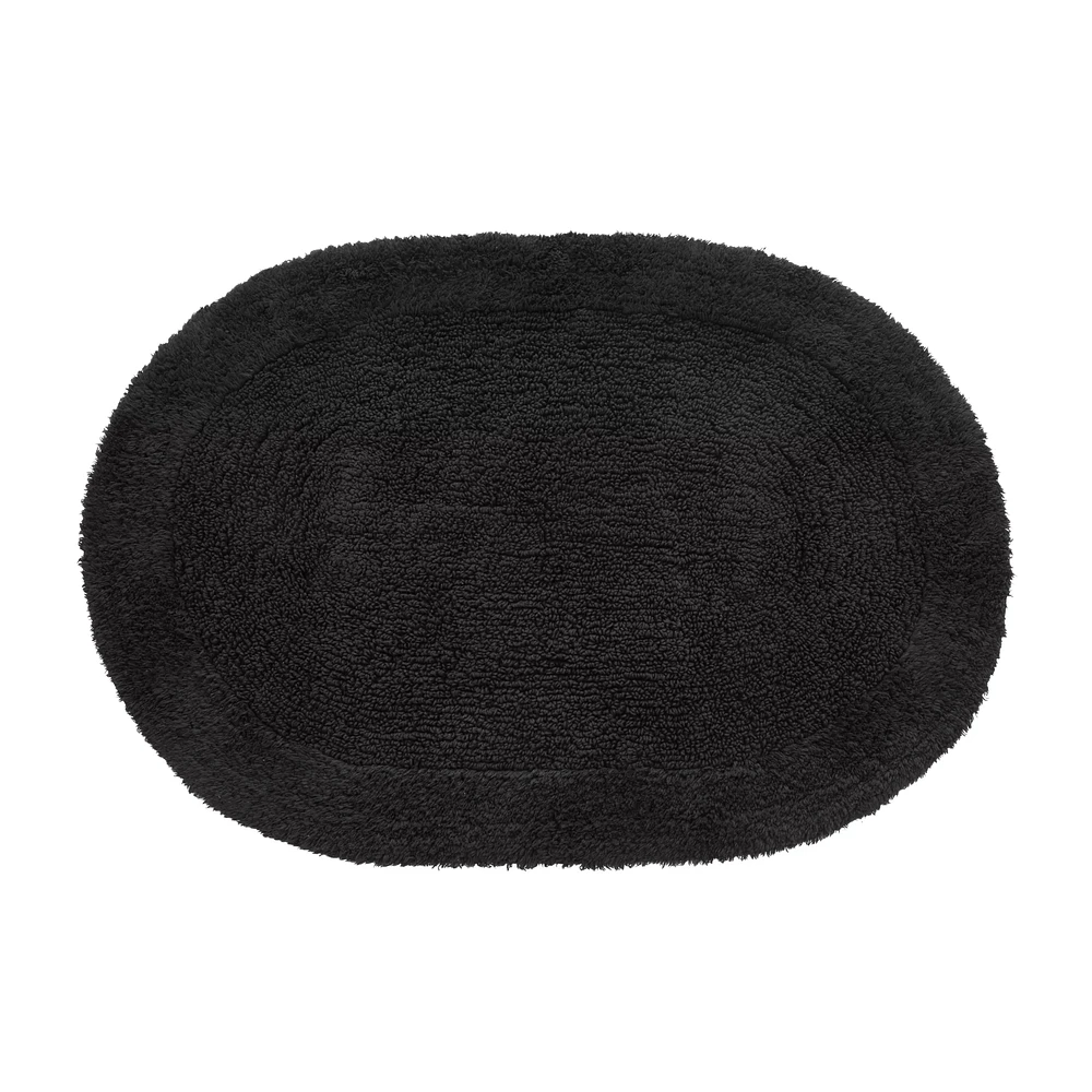 Black Oval Tufted Bath Mat
