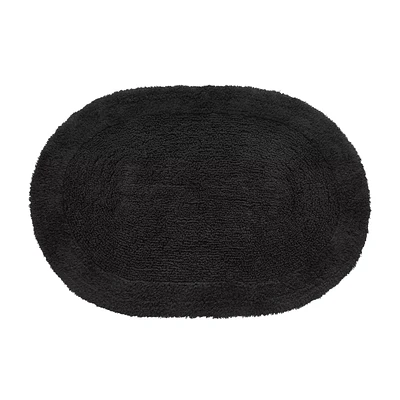 Black Oval Tufted Bath Mat