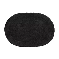 Black Oval Tufted Bath Mat