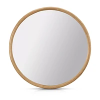 Round Wood-Framed Mirror