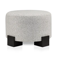 Round Fabric Ottoman on Wooden Legs
