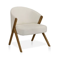 Fabric and Wood Accent Chair