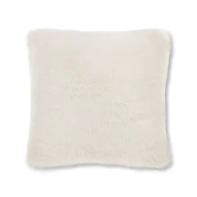 White Logan Faux Fur Throw Pillow