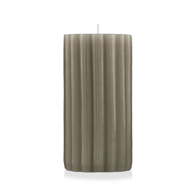 Green Ribbed Pillar Candle