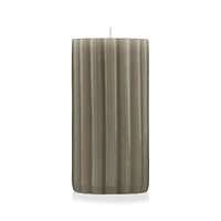 Green Ribbed Pillar Candle