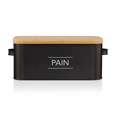 Metal Bread Box with Bamboo Lid